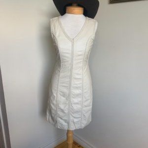 90s Cream Vegan Leather Dress